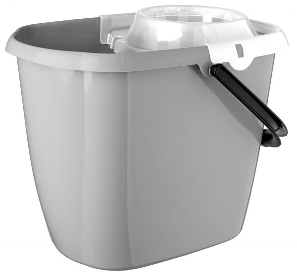 Bucket "Etna" rectangular 13L with wringer MOP (grey) 221219035/03